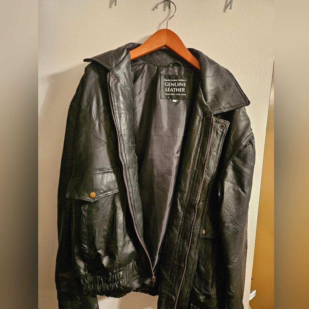 Vintage Napoline Leather Outfitters Black Men's Jacket